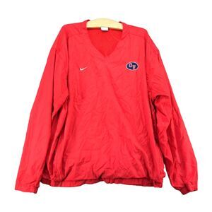 Nike Team Windbreaker Pullover Jacket Mens Size L Red Embroidered OV Swoosh